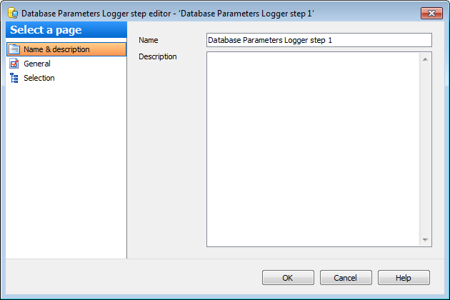 Editing Service task template - Server Params Logger - Name