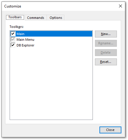 Appendix - Customize - Toolbars