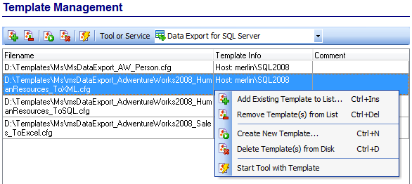 Template Management - Managing existing templates