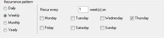 Scheduling and Performing tasks - Schedule Editor - Weekly
