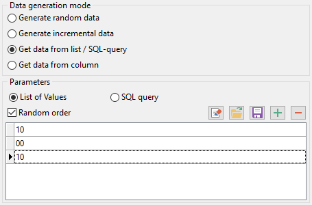 Bit field parameters - Mode - List or query