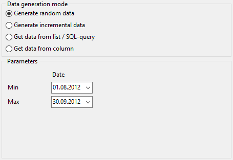 Date field parameters - Mode - Random data