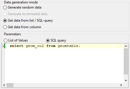 Geometric field parameters - Mode - List or query