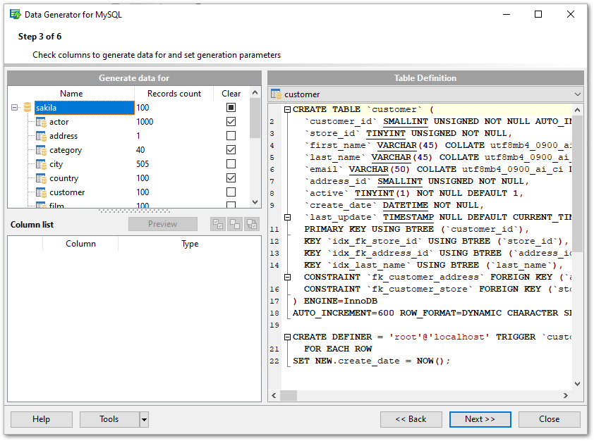 Step 3 - Viewing table definition