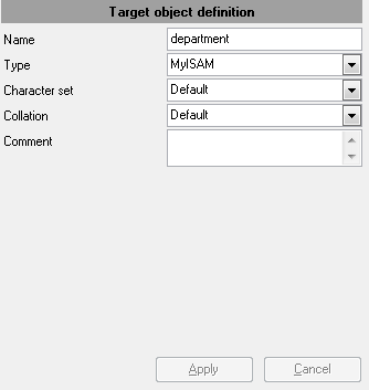 Step 5 - Editing target objects - Target table properties