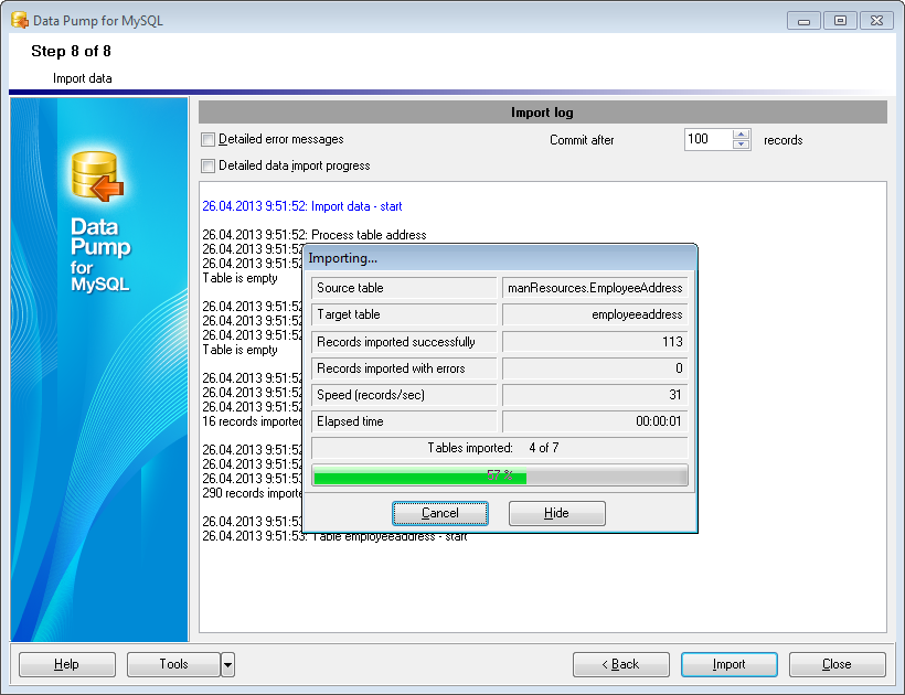 Step 8 - Importing data