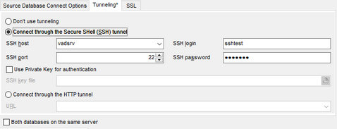 Managing Projects - Setting DB options - Tunneling
