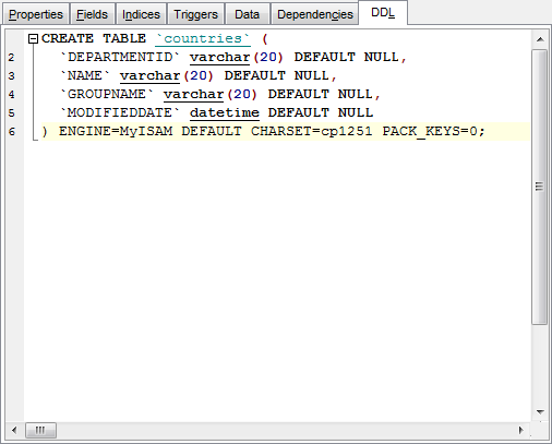 Appendix - Viewing DDL structure