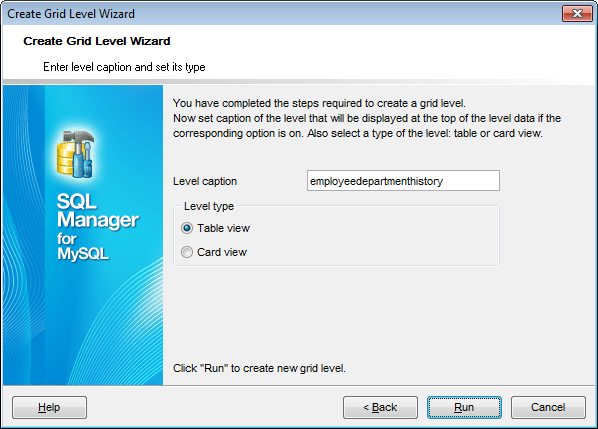 Create Grid Level - Setting additional parameters