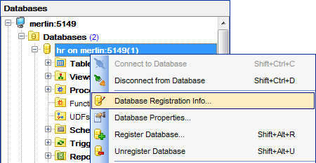 DB Explorer - Managing database registration info