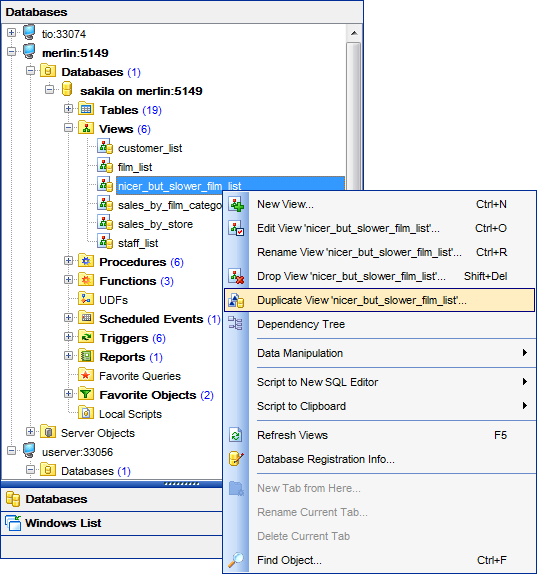 DB Explorer - Operations with database objects