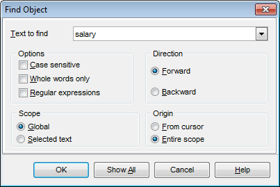 DB Explorer - Searching within the database