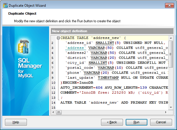 Duplicate Object Wizard - Modifying the new object's definition