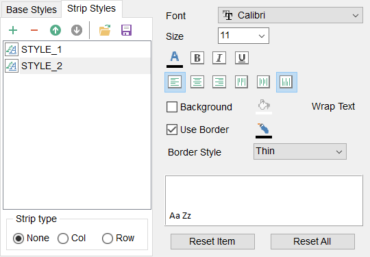 Export Data - Format-specific options - Excel 2007 - Strip Styles