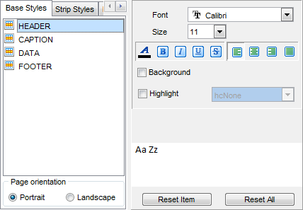 Export Data - Format-specific options - Word 2007 - Base Styles