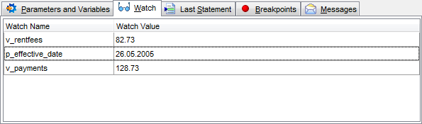 Procedure Debugger - Debug info - Watches