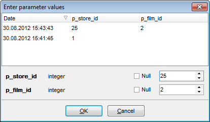 Procedure Editor - Specifying input parameters