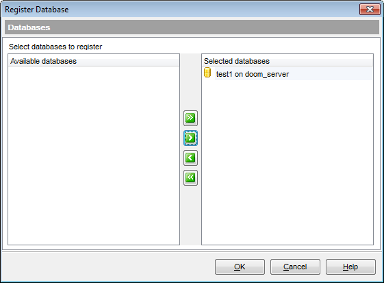 Register Database dialog