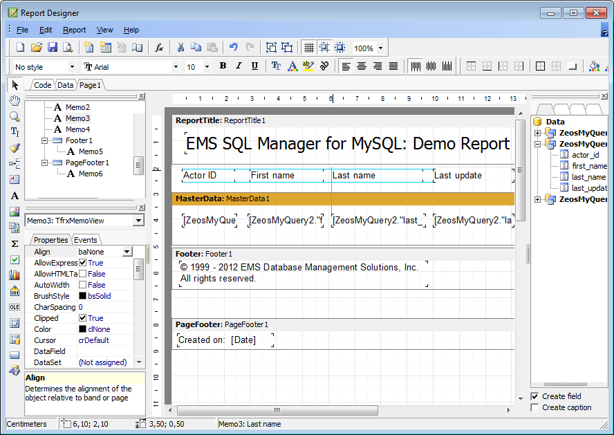 Report Designer - Adding report data