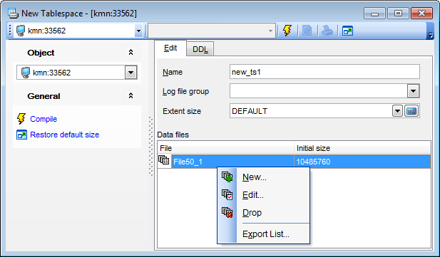 TablespacesEditor - EditingTSdefinition
