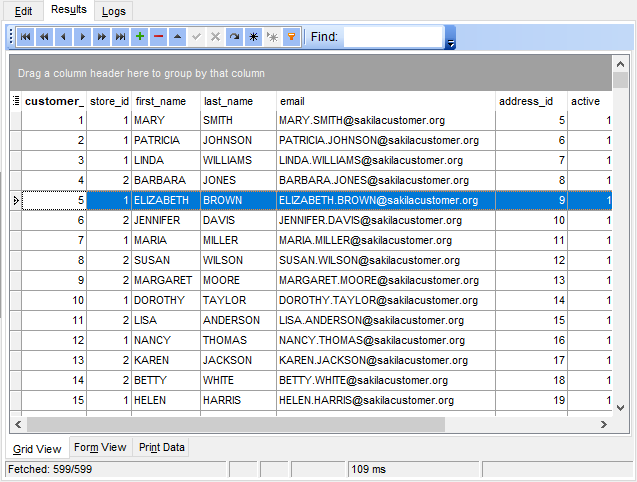 View Editor - Viewing data