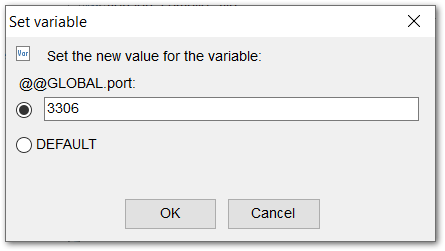 Server Properties - Viewing system variables - Set variable