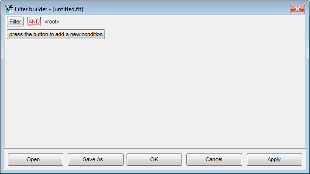 Filter Builder dialog - Adding a new condition