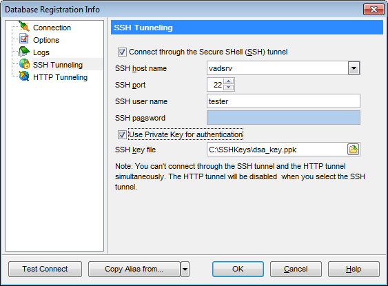 hs3254 - Setting SSH tunnel options