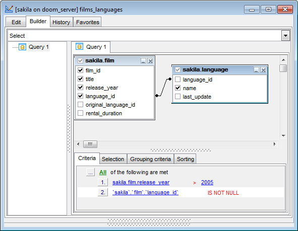 hs3321 - Working with Query Builder area