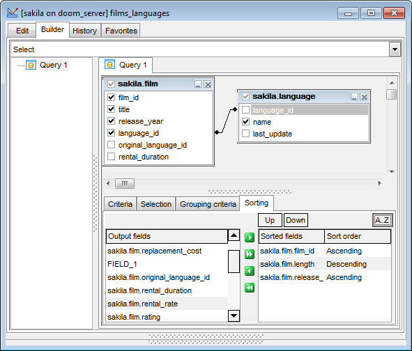 hs3326 - Setting sorting parameters