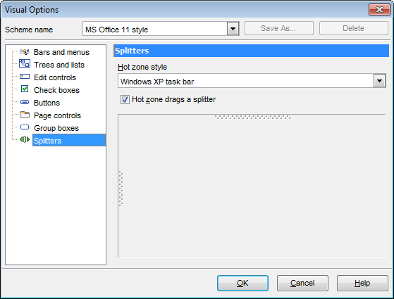 Visual Options - Splitters