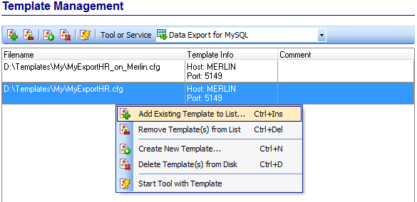 Template Management - Managing existing templates