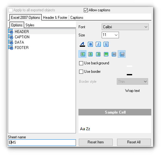 Step 7 - Format-specific options - Excel ODS