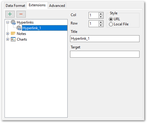 Format-specific options - MS Excel - Extensions - Hyperlinks