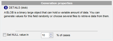 BLOB field parameters