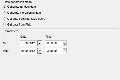 Date field parameters - Mode - Random data
