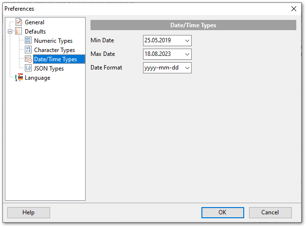 Preferences - Defaults - DateTime