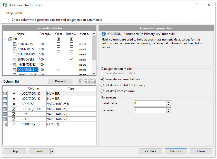 Step 3 - Specifying generation parameters