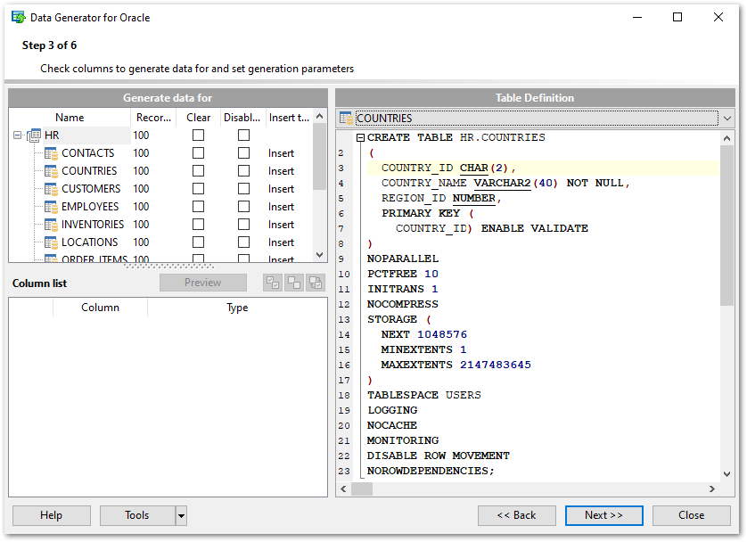 Step 3 - Viewing table definition