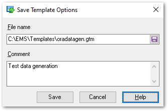 Using configuration files - Save Template options