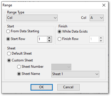 Mapping fields - Excel - Range