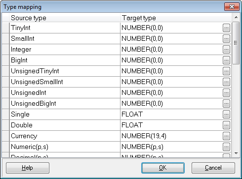 Step 4 - Setting options - Global type mapping