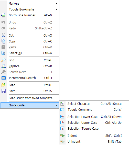 Step 6 - Script area - Context menu