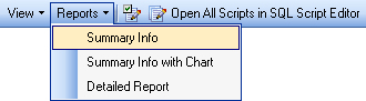 Reports toolbar menu