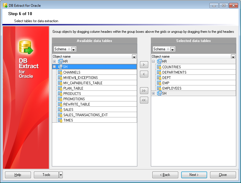 hs2114 - Step6 - Selecting tables for data extraction