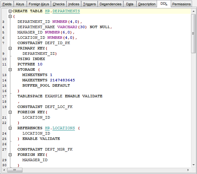 Appendix - Viewing DDL structure