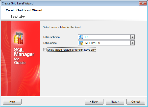 Create Grid Level - Defining source for detail level - Table