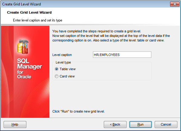 Create Grid Level - Setting additional parameters