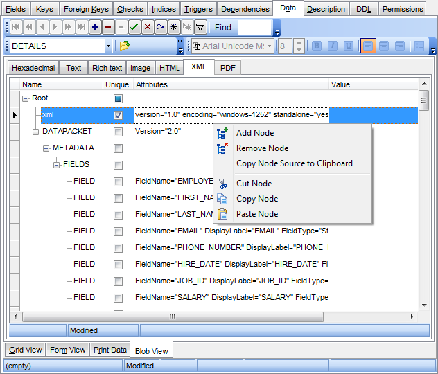 Data View - BLOB View - XML