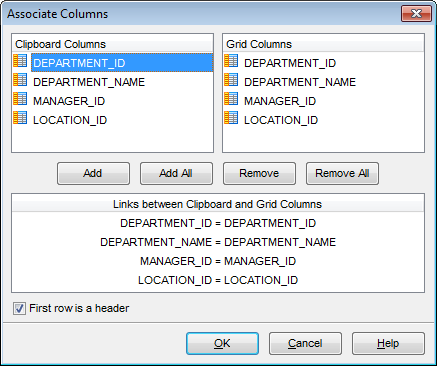 Data View - Grid View - Associate columns